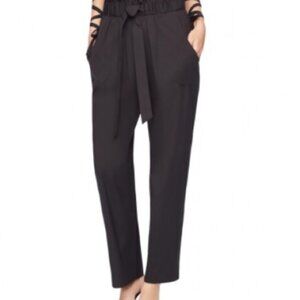 Milly Kori Gathered Tie-waist Stretch Poplin High Rise Pants in Black Women's S